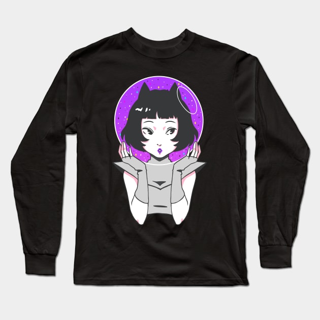 Space Cat Long Sleeve T-Shirt by eatslugs